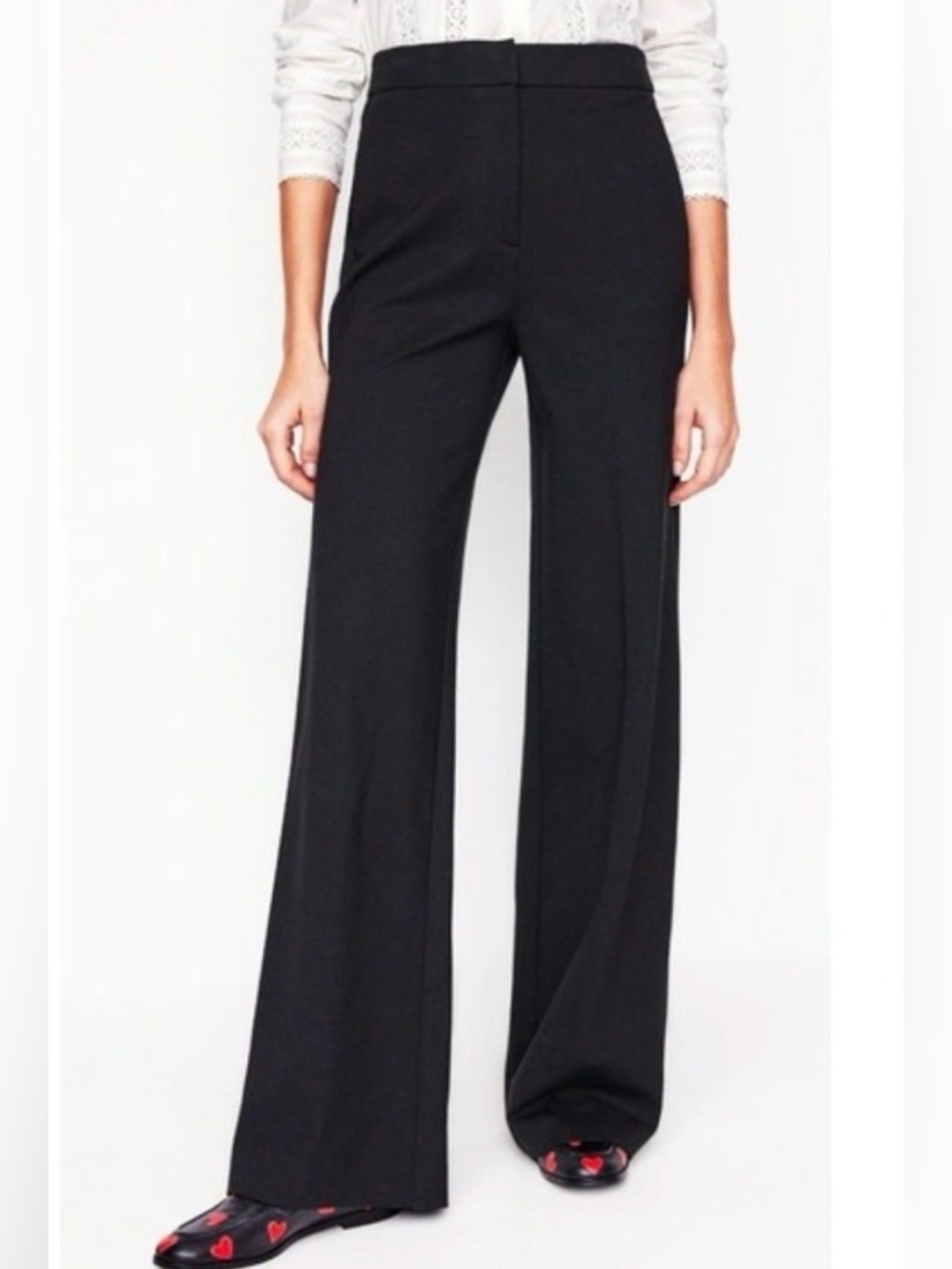 Boden Black Wide-Leg Trousers